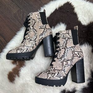 Snakeskin Platform Ankle Boots